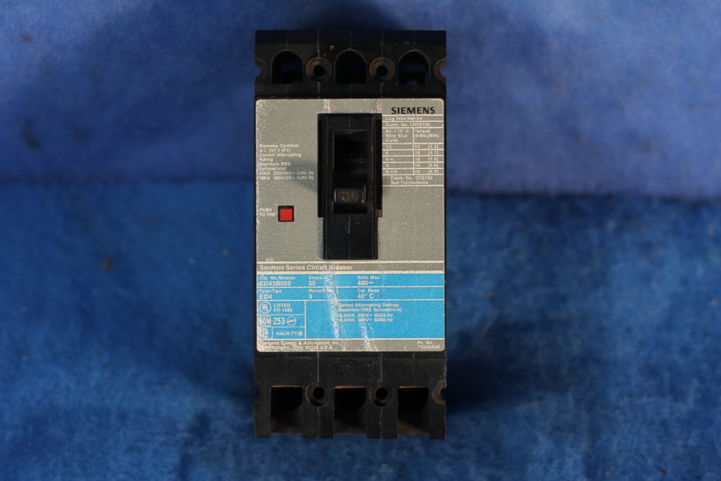 Siemens ED43B060 Sentron Series Disjoncteur 60 Amp 480 V 3 Pole 