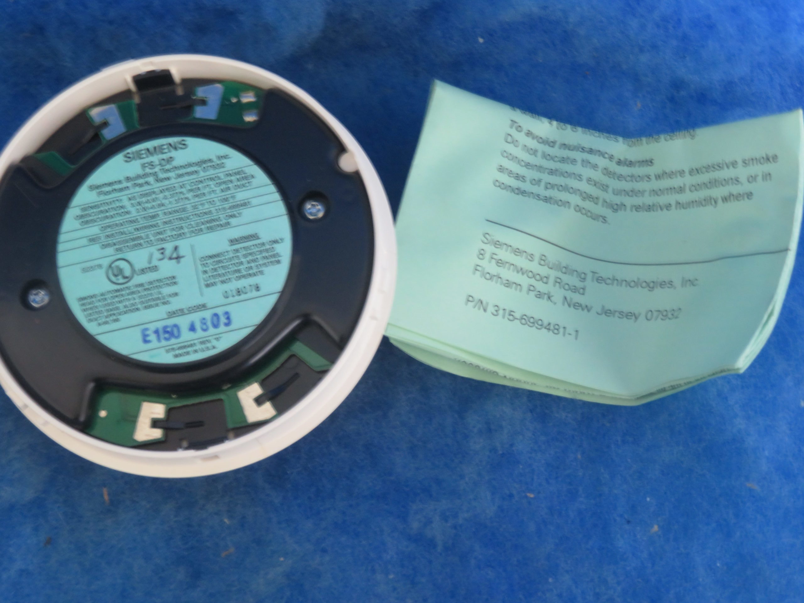 Siemens Smoke Detector Fire Alarm Head FS-DP for FS-100 panel 