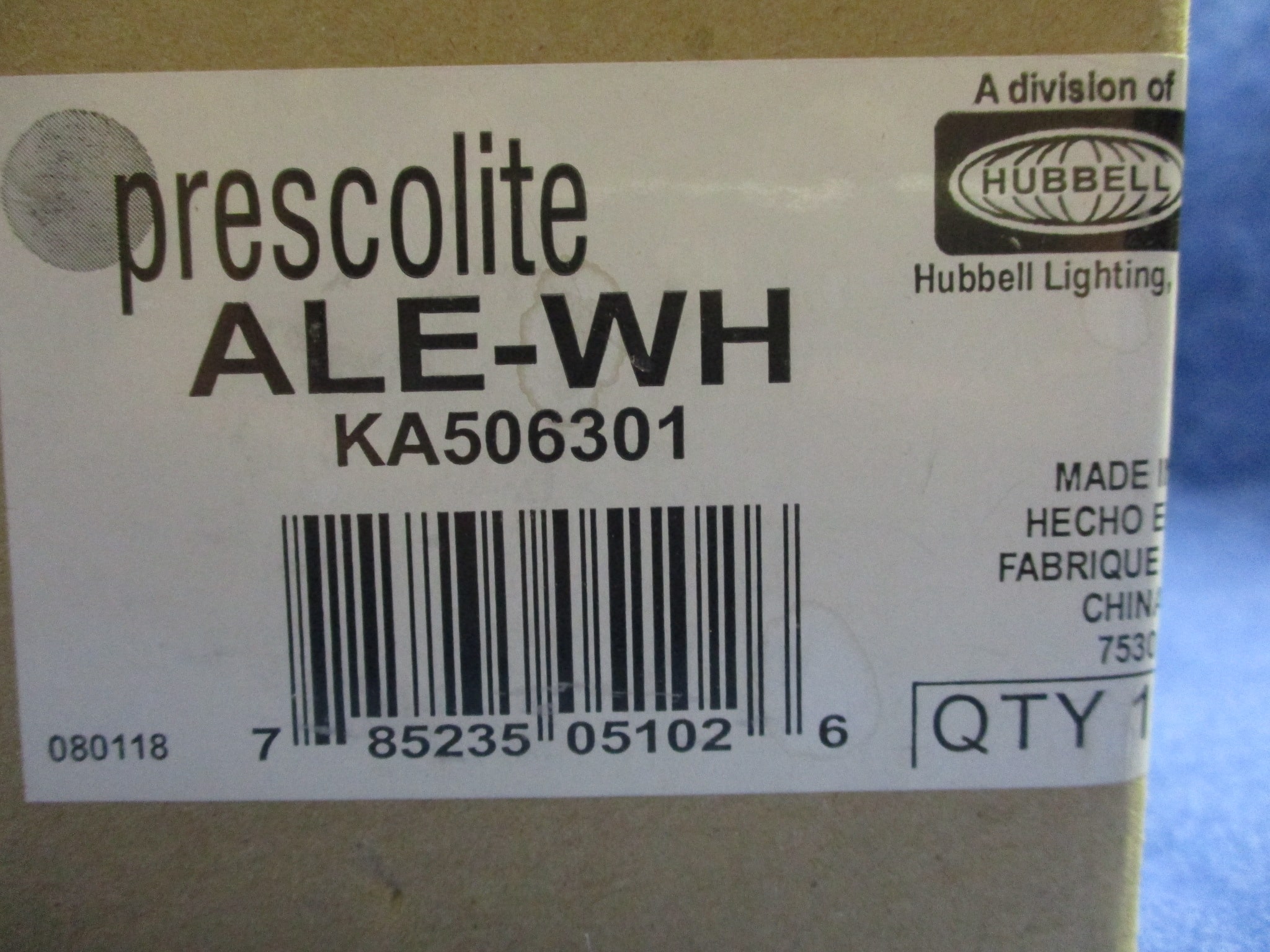 Hubbell Lighting Division Prescolite ALE-WH KA506301 1 Year Warranty