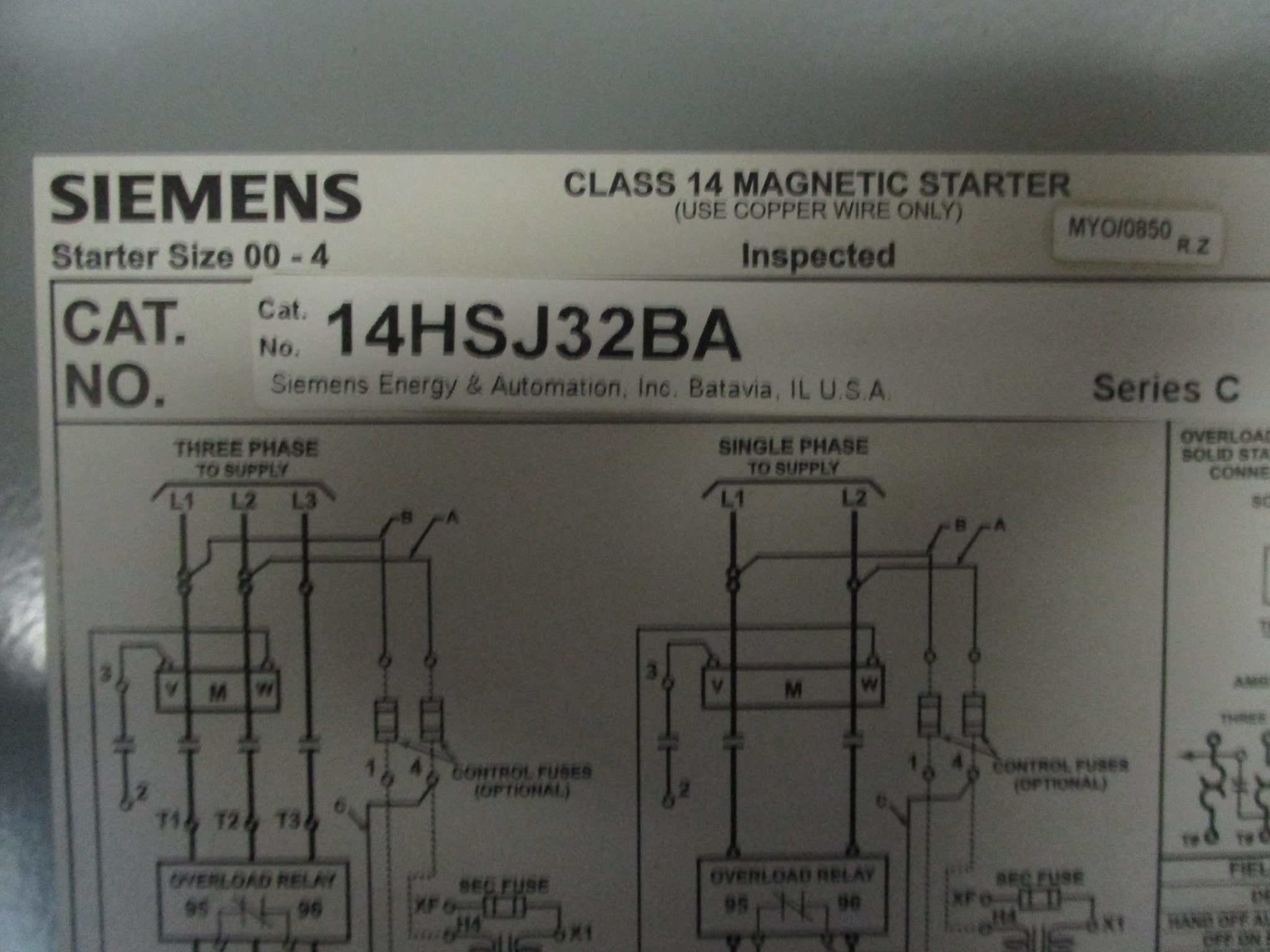 Siemens Magnetic Starter 14hsj32ba