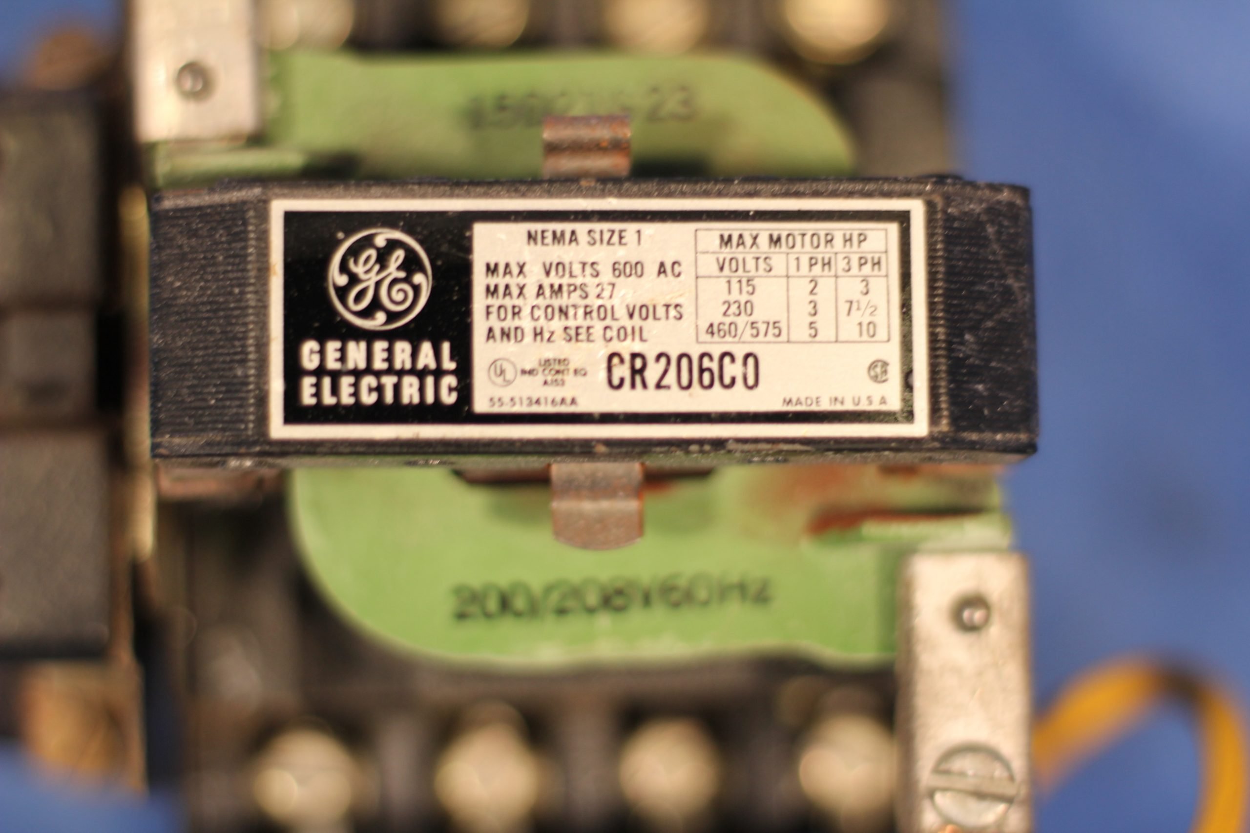 GE General Electric Size 1 Starter Cat.# CR206C0 115-120 volt coil 