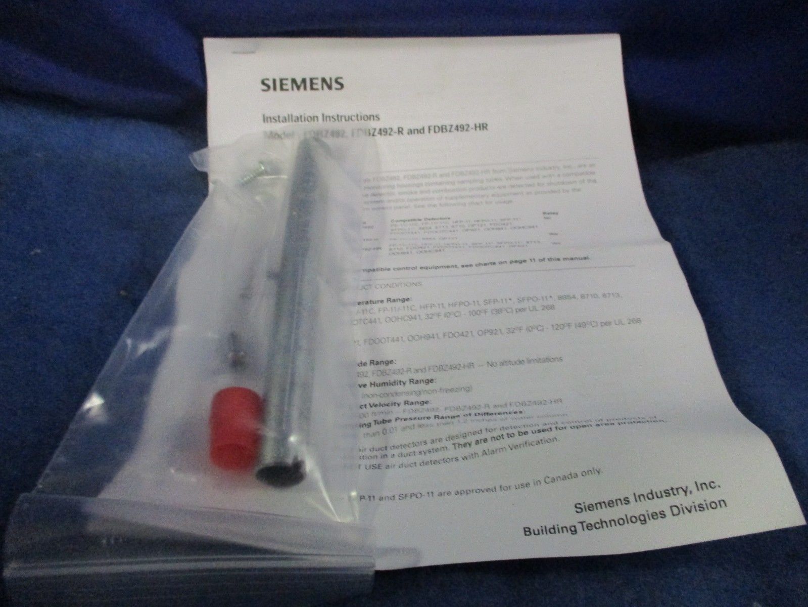 Details about   SIEMENS FDBZ492 DUCT SMOKE DETECTOR S54319-B22-A1 New. 